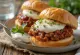 Sloppy Joe sandwich topped with creamy Greek yogurt