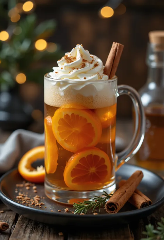 Holiday apple cider served in a glass