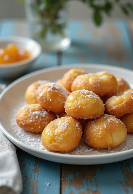Ricotta fritters dusted with powdered sugar