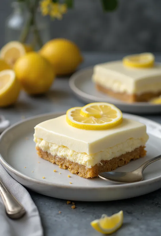 Lemon dream cake served