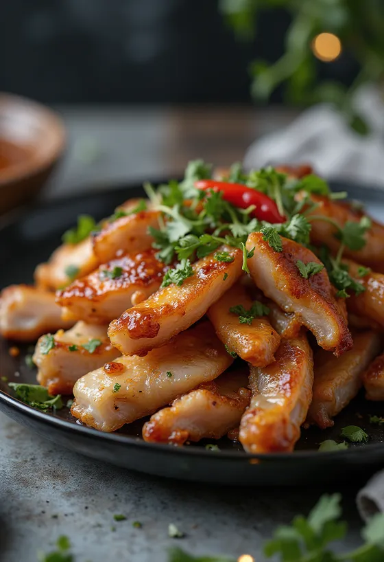 Grilled pig ears served with cilantro