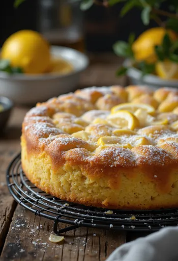 Almond Lemon Cake served on a plate