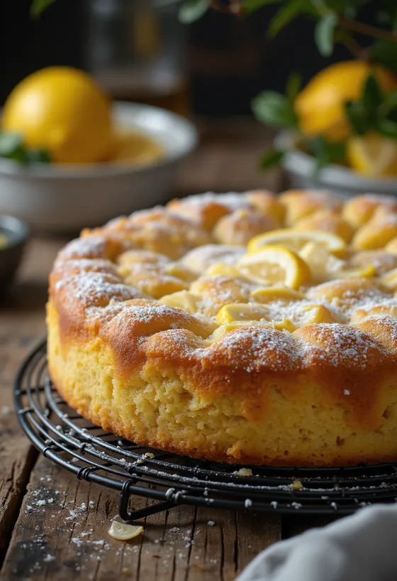 Almond Lemon Cake served on a plate