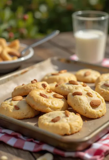 Almond Shortbread Cookies served on a plate