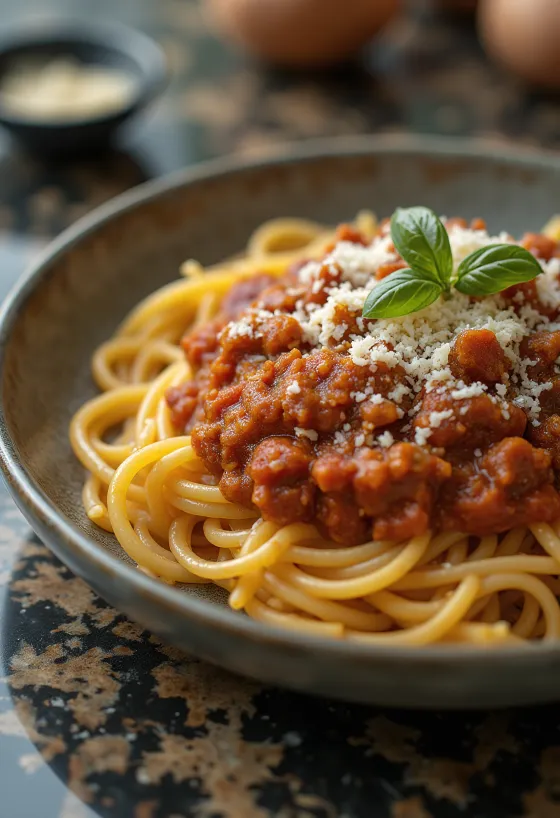 Spaghetti Bolognese, classic pasta with meat sauce