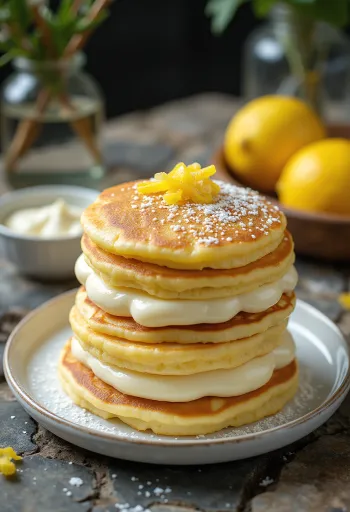 Layered crepe cake with sweet cheese filling