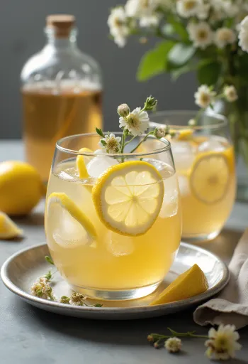 Elderflower iced cider freshly served