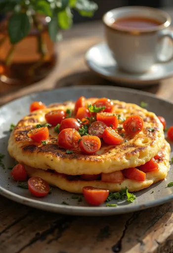 Crumpets specked with tomato pieces