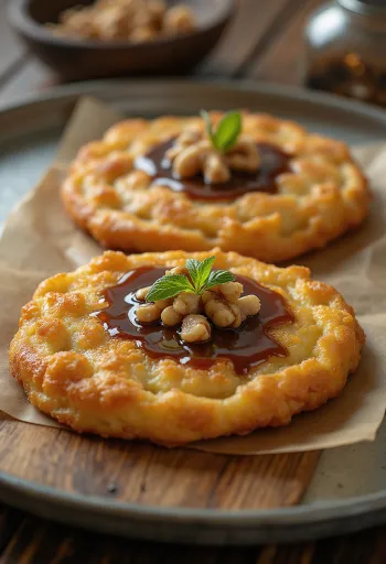 Korean Hotteok pancakes filled with walnuts and brown sugar