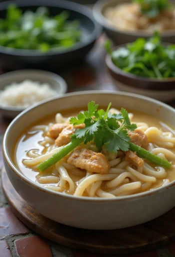 Laksa Baduy coconut chicken soup with rice noodles