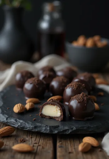 Marzipan Chocolate Truffles served on a plate