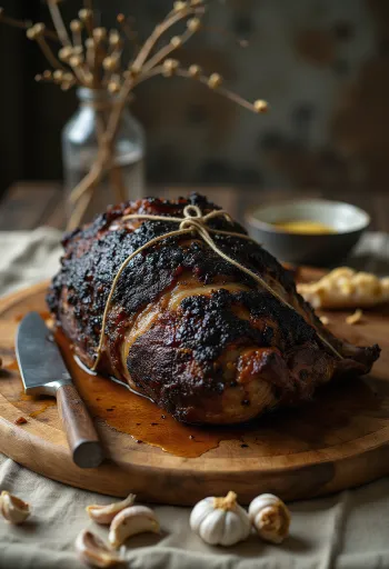 Spit-roasted wild boar with herbs