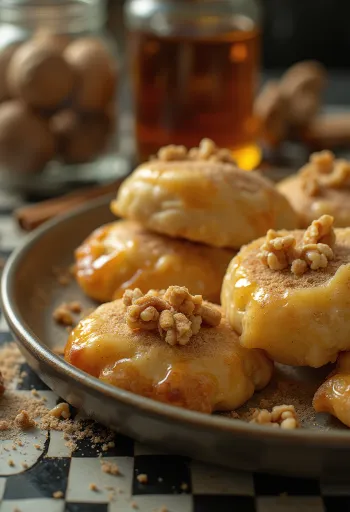 American cinnamon walnut dumplings served