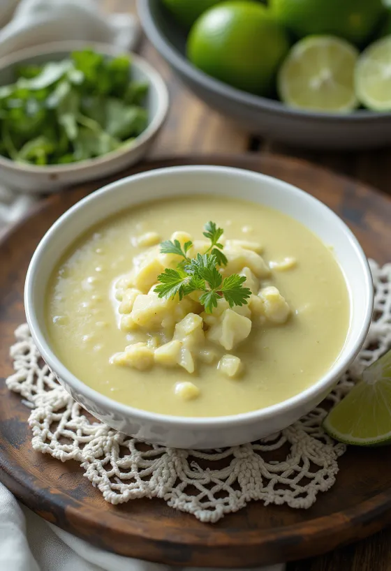 Coconut lime curry sauce served in a bowl.