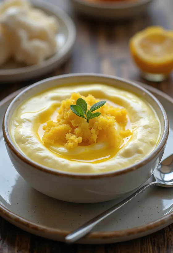 Ginger yogurt served in glasses, in the form of a pale cream-colored drink