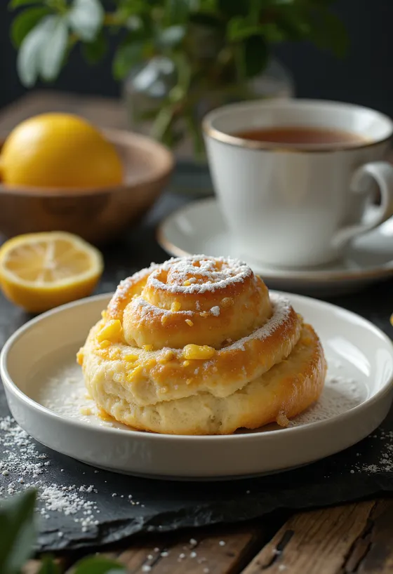 Lemon sweet rolls served on a plate