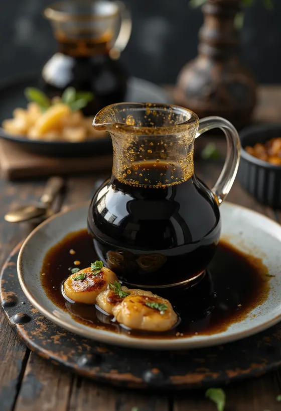 Honey balsamic reduction drizzled over a dish