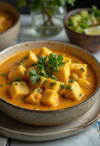 Moqueca served with tofu and coconut milk