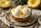Pina Colada ice cream served with coconut chunks and pineapple