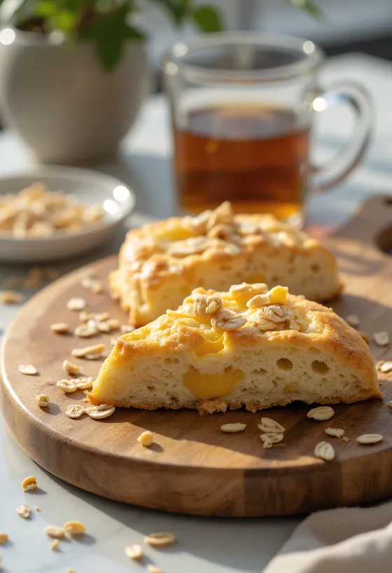 Savory oat and cheese biscuits served on a plate
