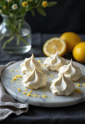 Lemon meringue kisses served on a plate