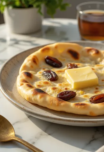 Date naan bread served