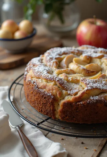 Poppy Seed and Apple Cake served on a plate