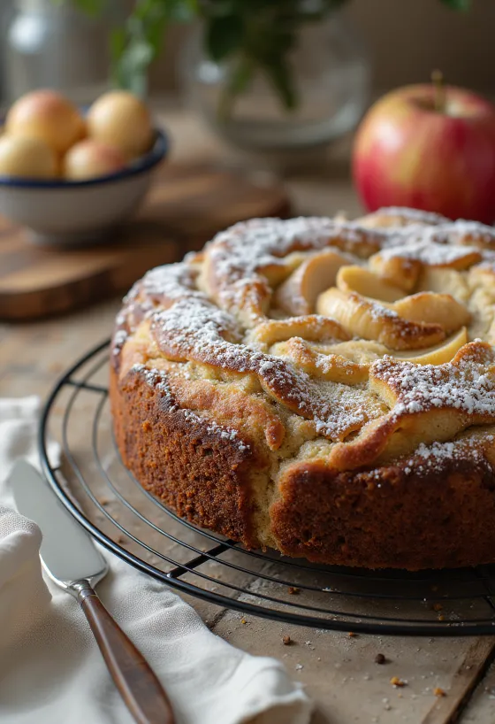 Poppy Seed and Apple Cake served on a plate
