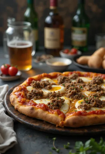 Mongolian style pizza served with lamb and spices