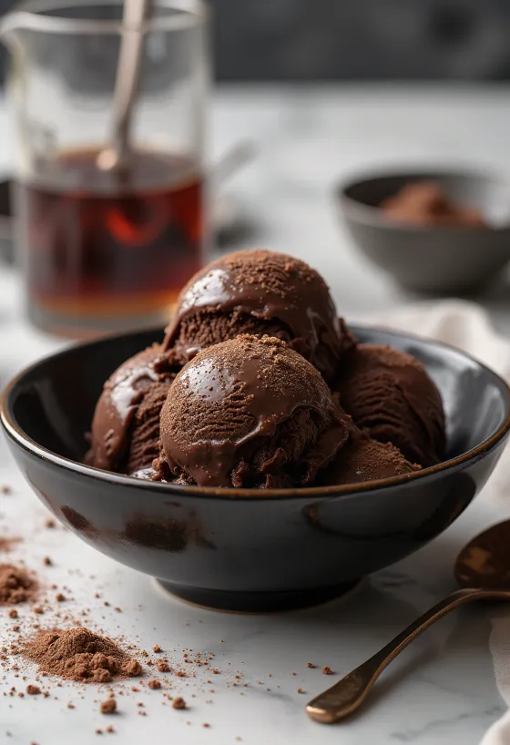 Bowl of rum chocolate ice cream