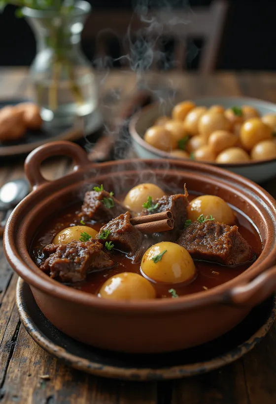 Beef Stifado served in a bowl