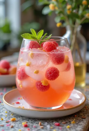 Spring flower Hwachae served with fruits and floral ice cubes