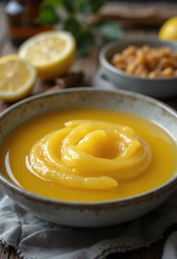 Honey lemon butter sauce served in a gravy boat