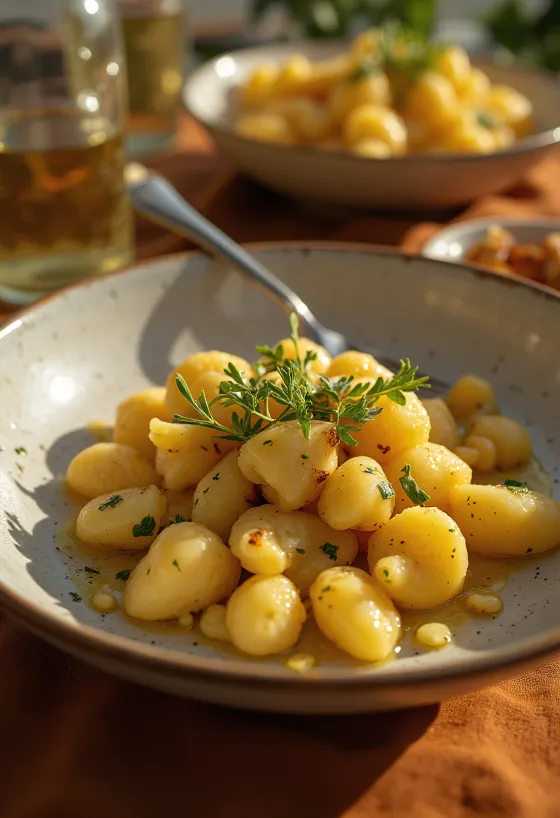 Rosemary gnocchi served