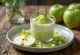 Green apple panna cotta in a glass