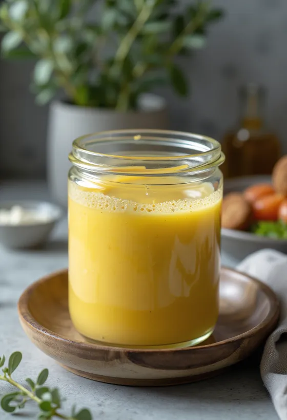 Honey dijon dressing served on a salad