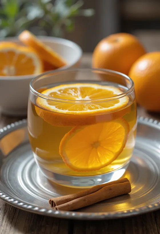 Orange ginger tea served fresh