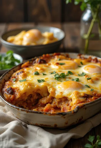 Vegan eggplant moussaka with bulgur served