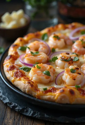 Swedish style pizza with shrimp