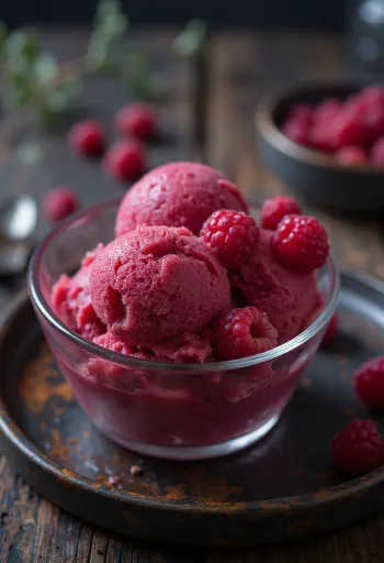 Raspberry Sorbet served