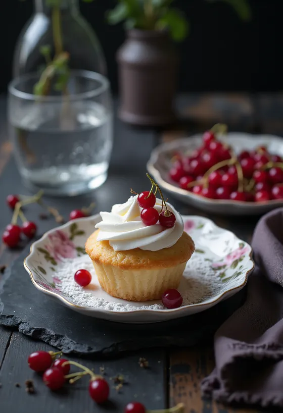 Red Currant Cupcakes served