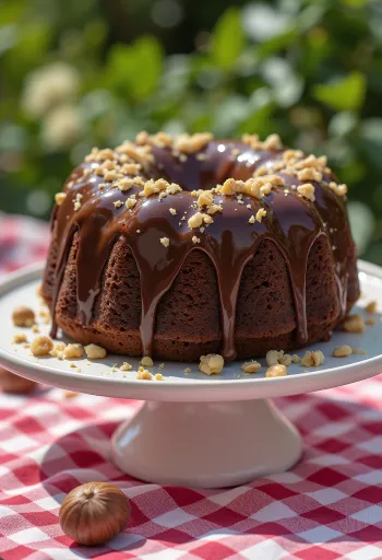 Chocolate hazelnut truffle cake sliced