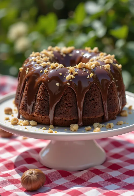 Chocolate hazelnut truffle cake sliced
