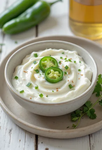 Light Dill & Jalapeño Crema drizzled on tacos