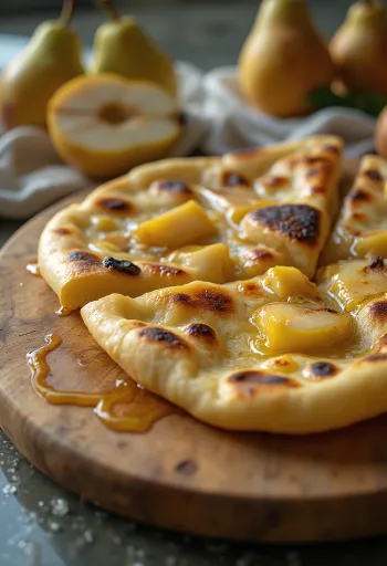 Pear naan bread served