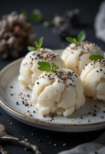 Poppy seed kulfi popsicles with rose water garnish