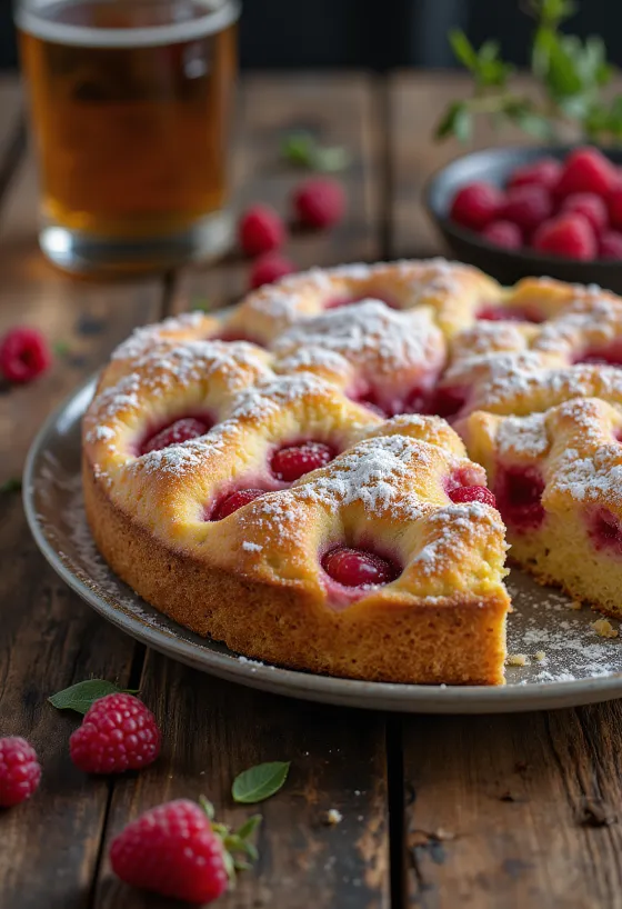 Raspberry Cake served on a plate