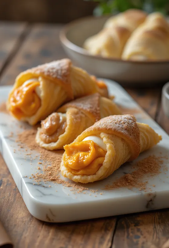 Pumpkin spice cannoli served
