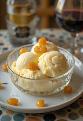 Tokaji Aszú ice cream served in a bowl