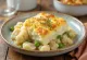 Fish pie with cauliflower mash, golden brown creamy topping and fish filling